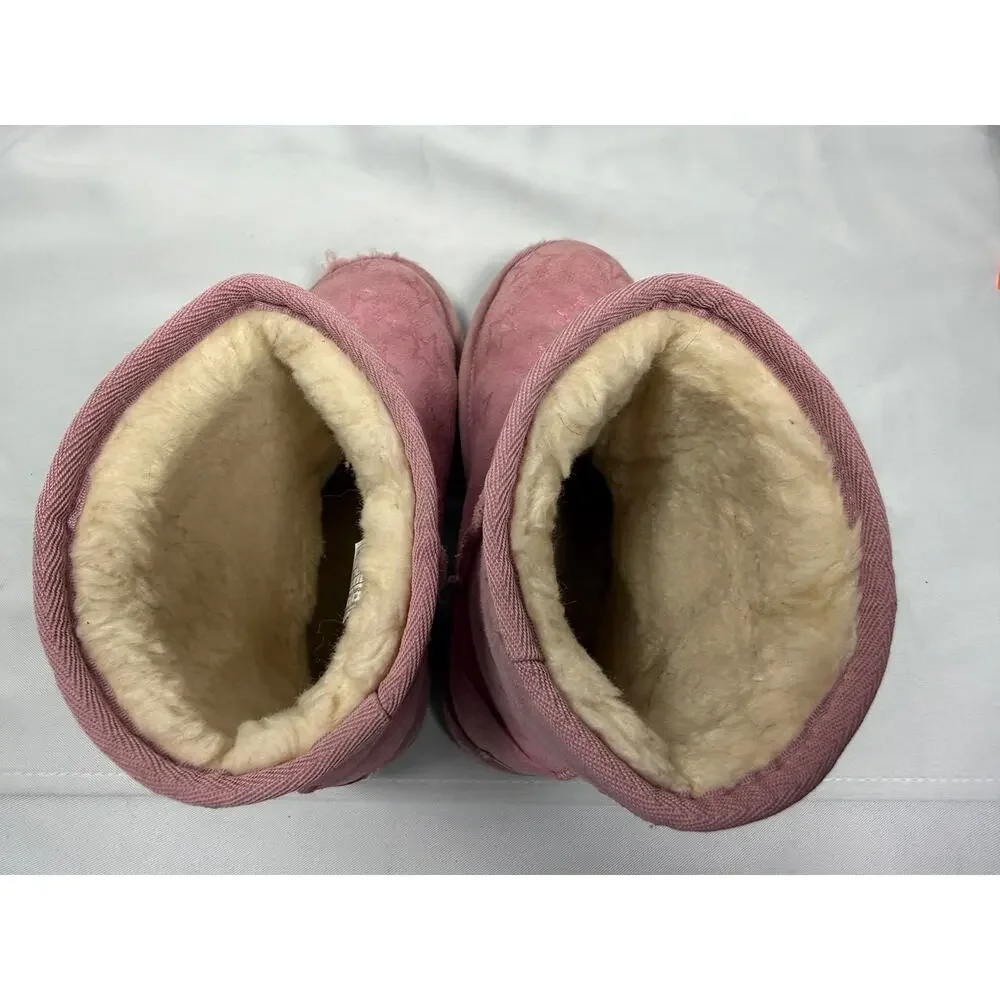 UGG Classic II Pink Star Print Sheepskin Boots Girls US 4 EU 36 Youth